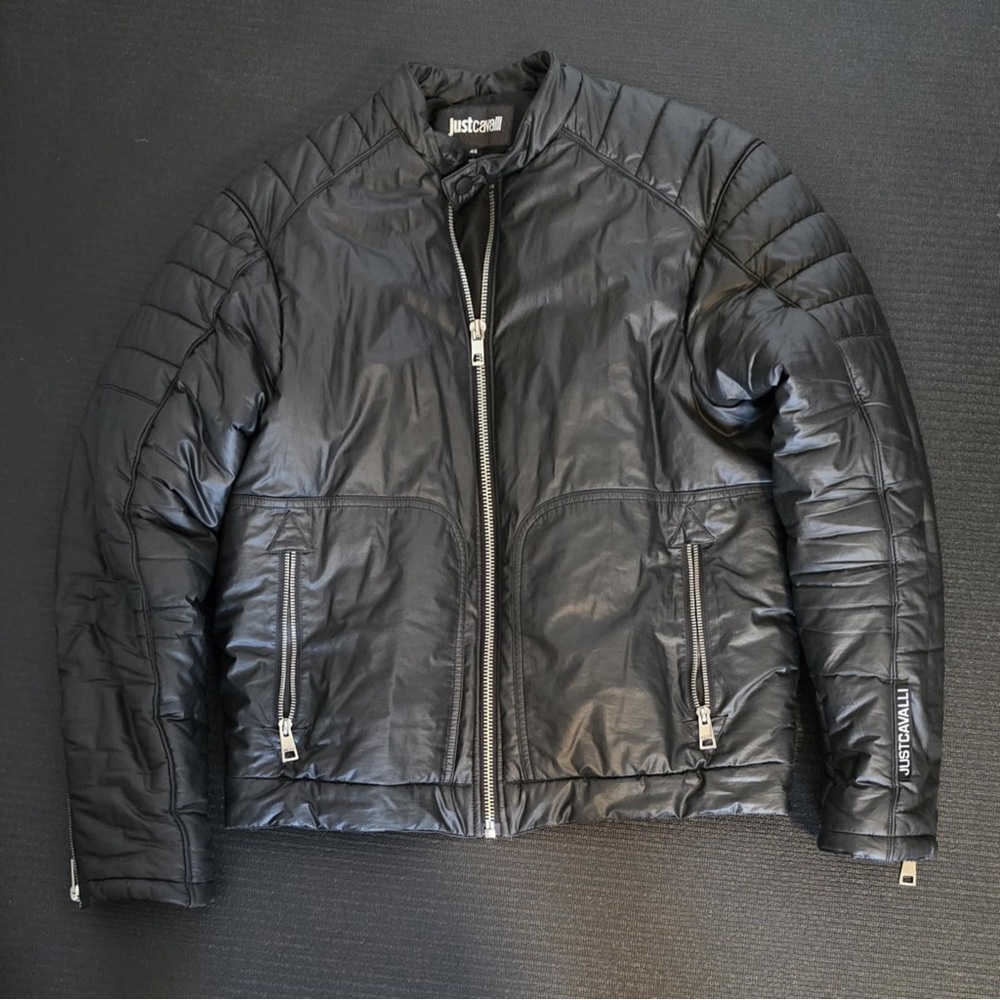 Just Cavalli Black Quilted Jacket for Men